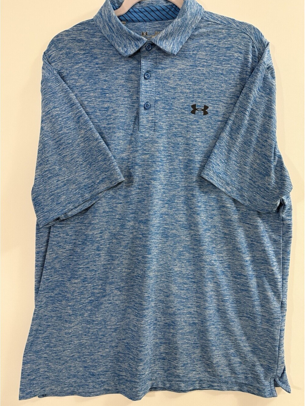 Under Armour HeatGear Mens XL Loose Fit Polo Shirt Blue Gray Heather Space Dye